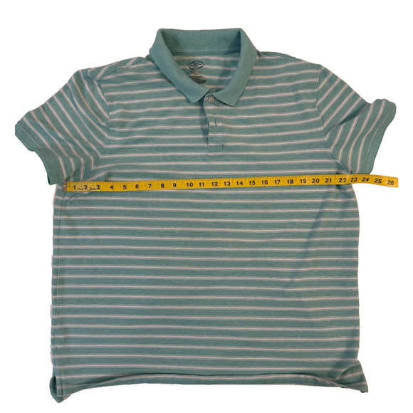 St Johns Bay Polo Shirt Mens XL Blue Green White Striped Short Sleeve Casual - Picture 2 of 3
